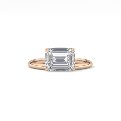 East West Emerald Solitaire Lab Grown Diamond Engagement Ring
