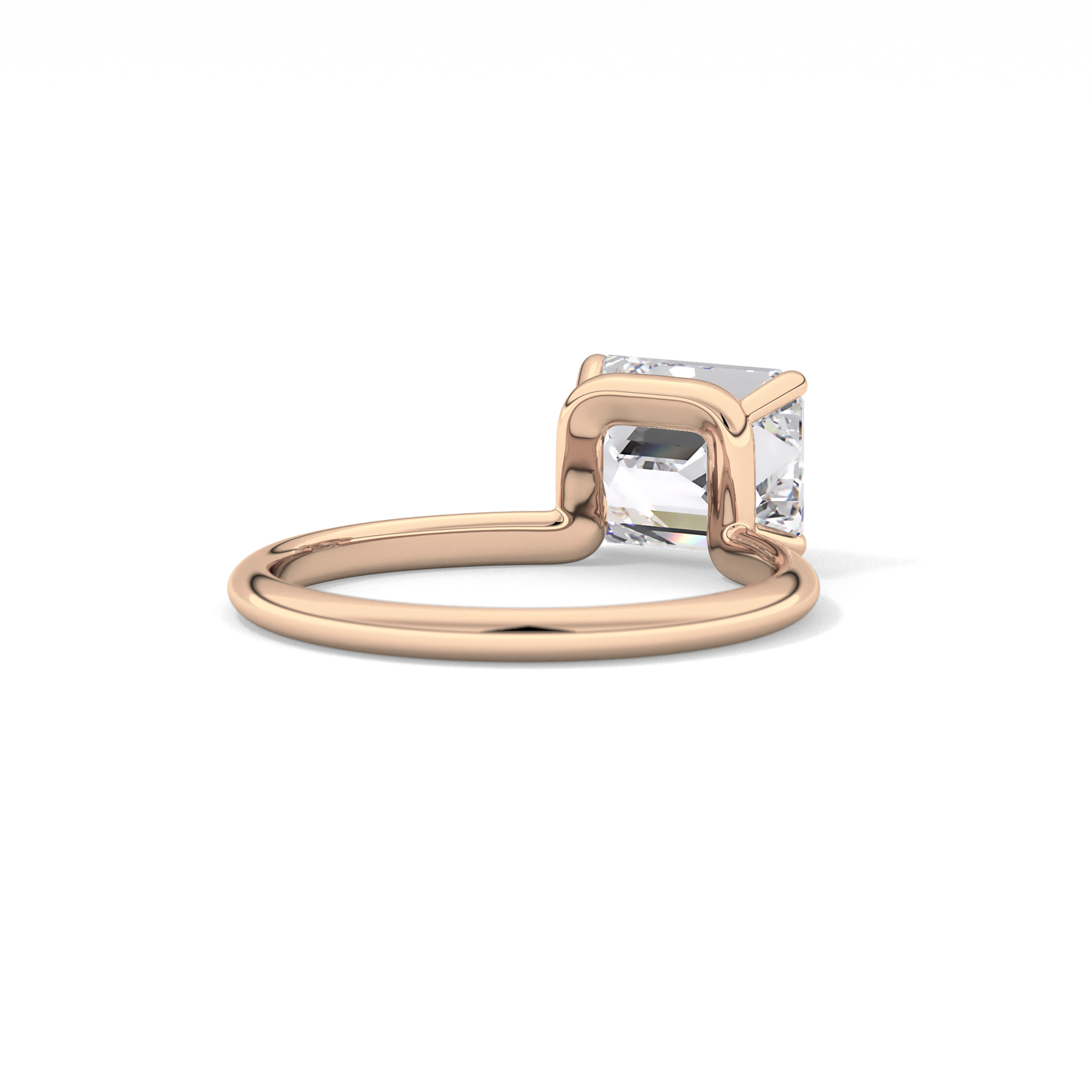 East West Emerald Solitaire Lab Grown Diamond Engagement Ring