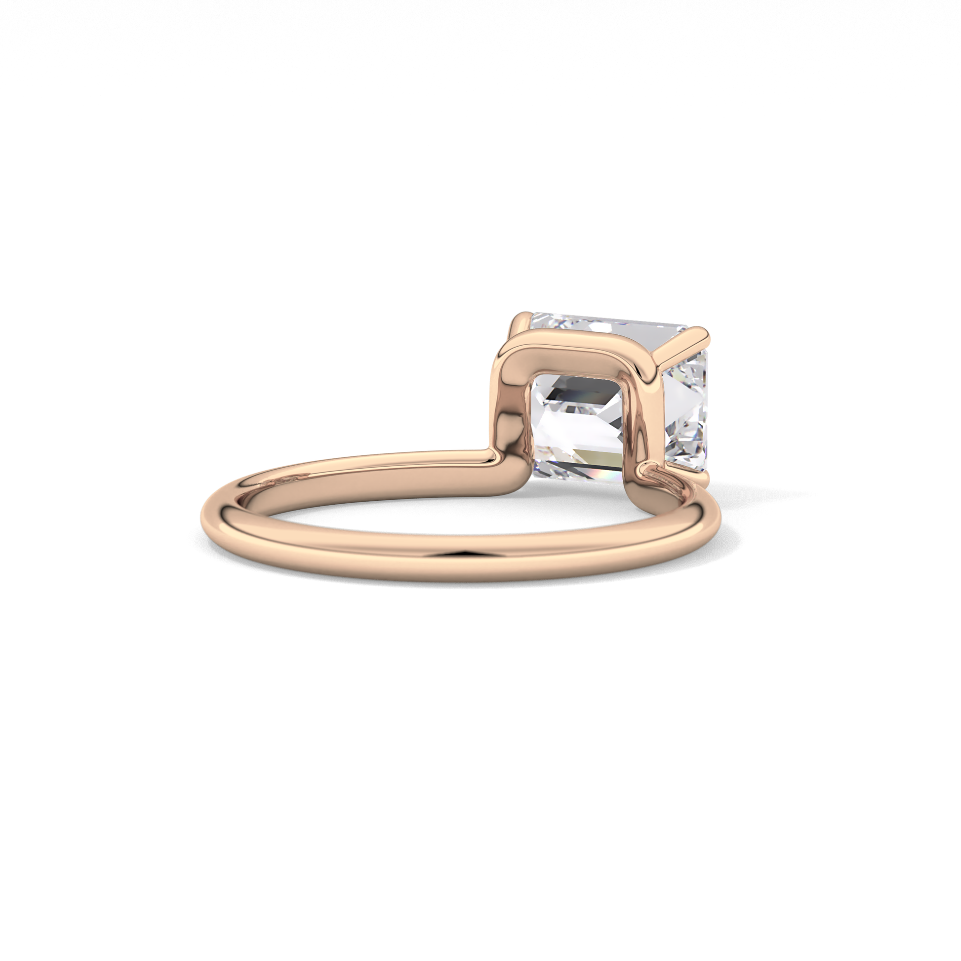East West Emerald Solitaire Lab Grown Diamond Engagement Ring