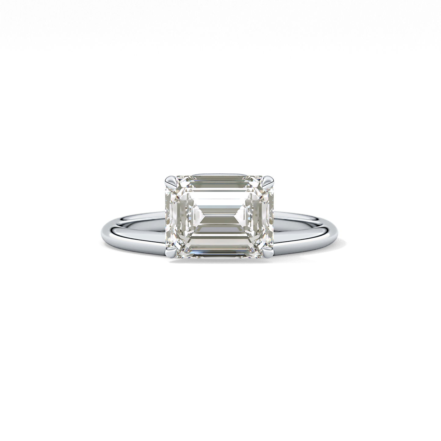 East West Emerald Solitaire Lab Grown Diamond Engagement Ring