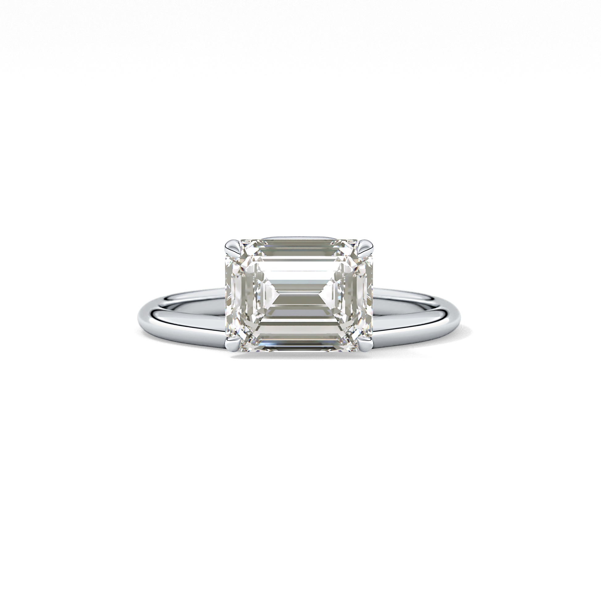 East West Emerald Solitaire Lab Grown Diamond Engagement Ring