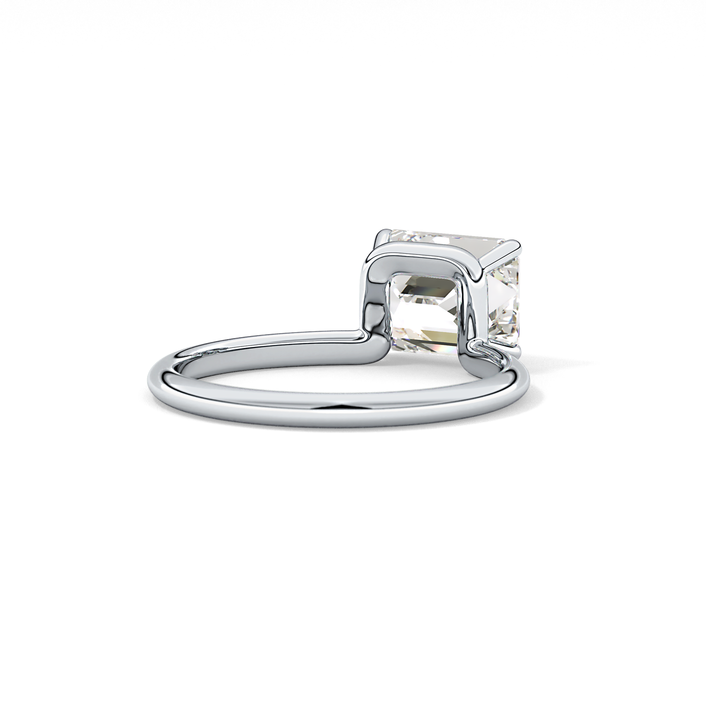 East West Emerald Solitaire Lab Grown Diamond Engagement Ring