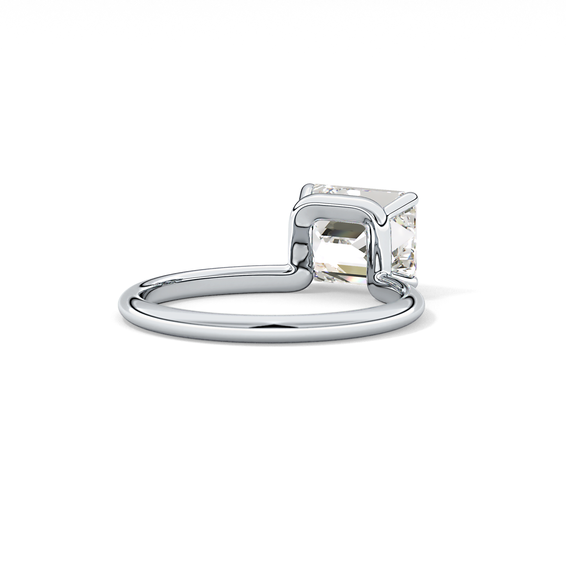 East West Emerald Solitaire Lab Grown Diamond Engagement Ring