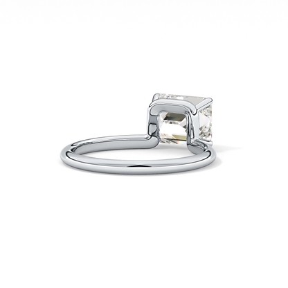 East West Emerald Solitaire Lab Grown Diamond Engagement Ring