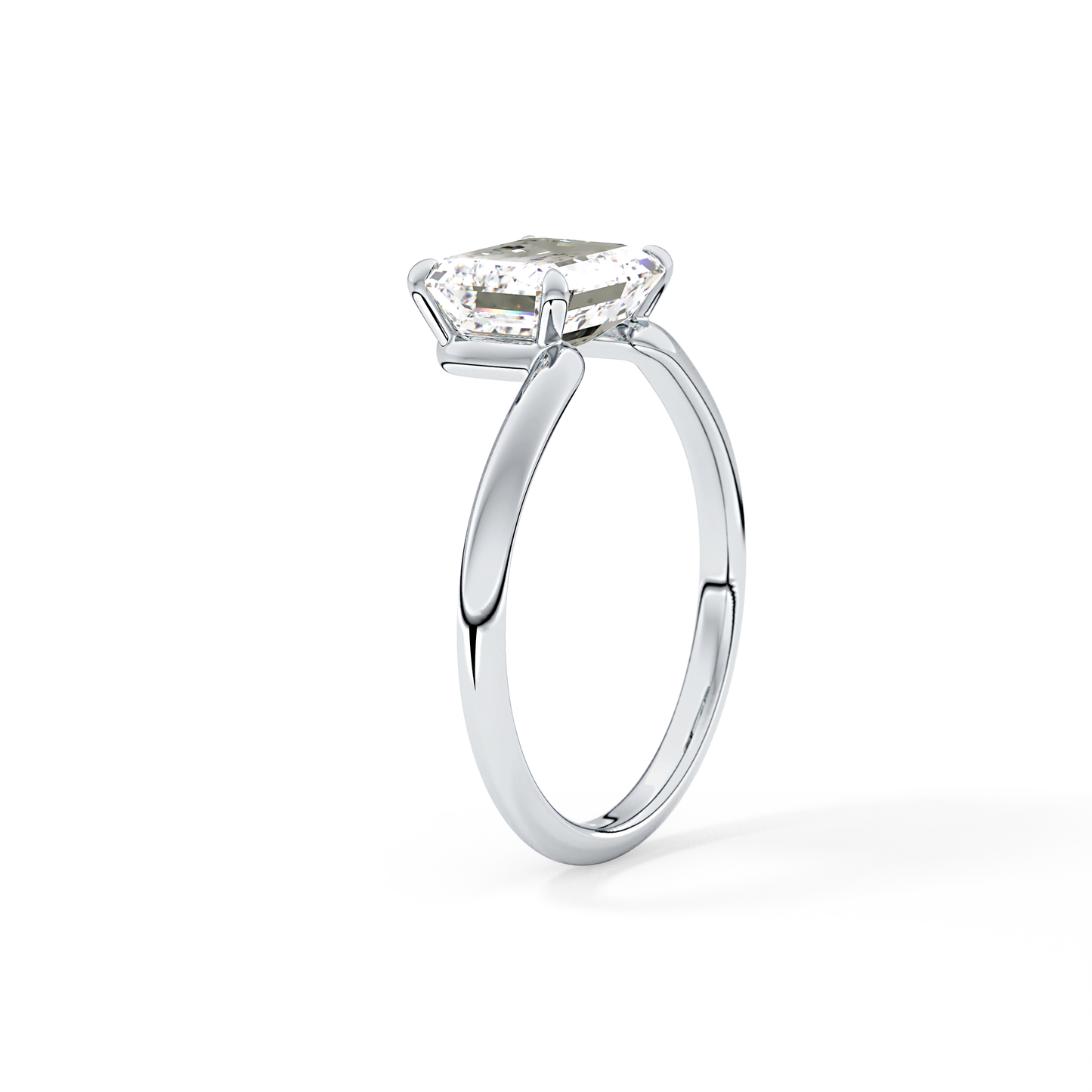 East West Emerald Solitaire Lab Grown Diamond Engagement Ring