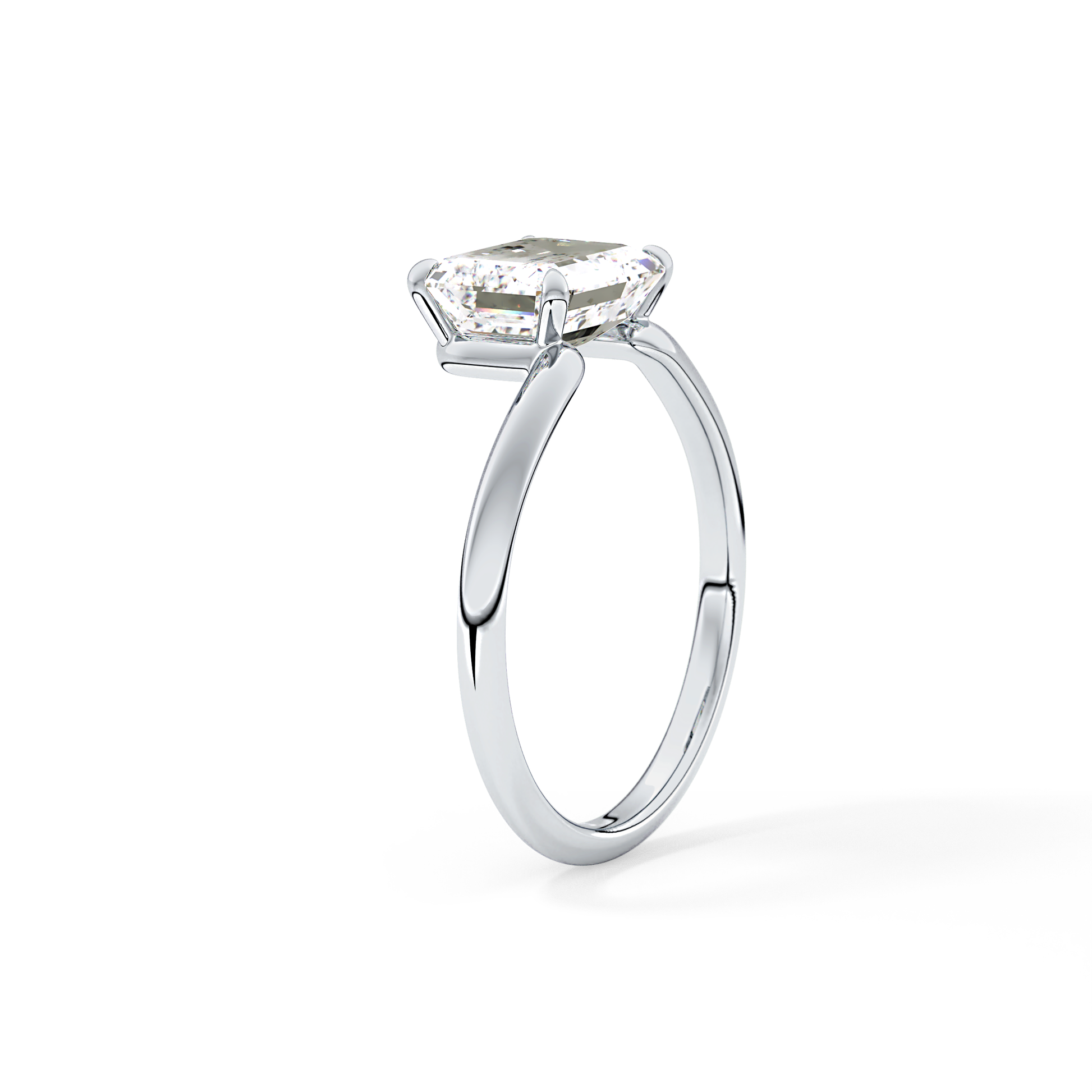 East West Emerald Solitaire Lab Grown Diamond Engagement Ring
