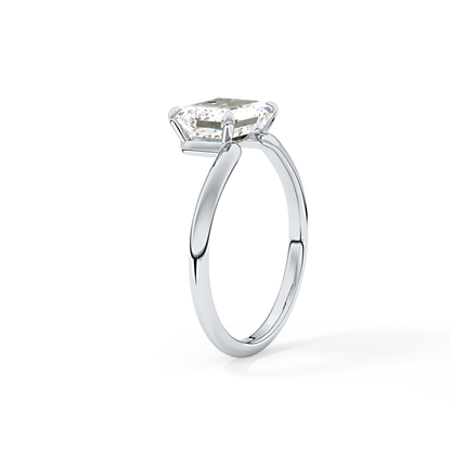 East West Emerald Solitaire Lab Grown Diamond Engagement Ring