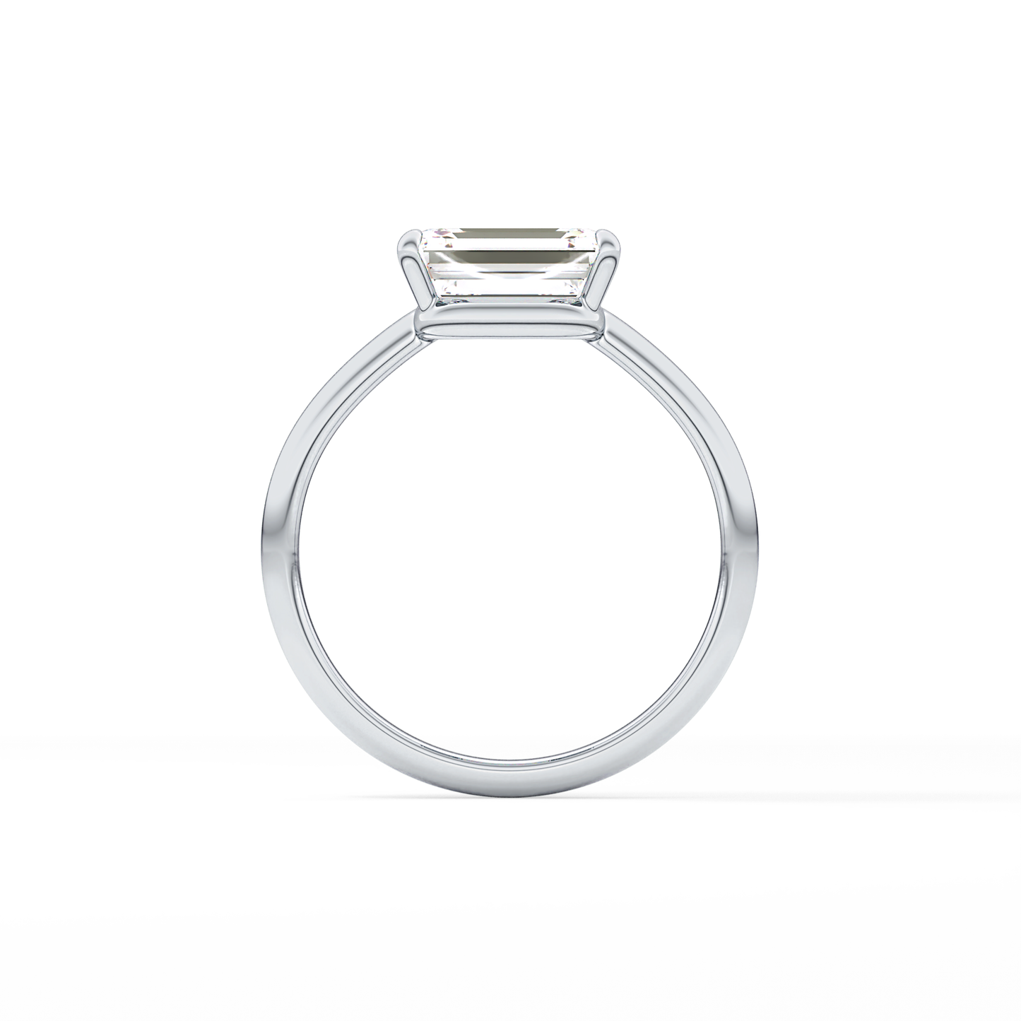 East West Emerald Solitaire Lab Grown Diamond Engagement Ring