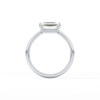 East West Emerald Solitaire Lab Grown Diamond Engagement Ring