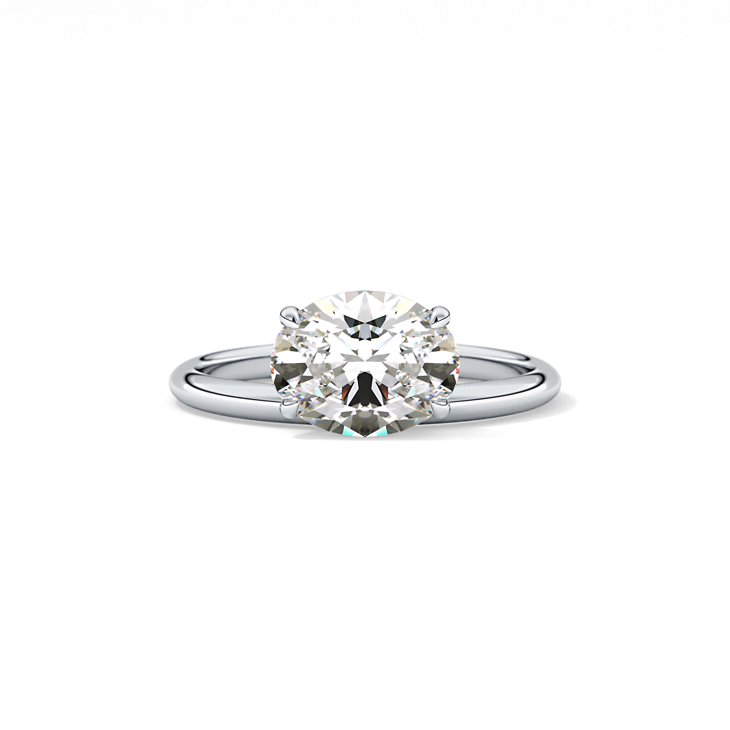 East West Oval Solitaire Lab Grown Diamond Engagement Ring