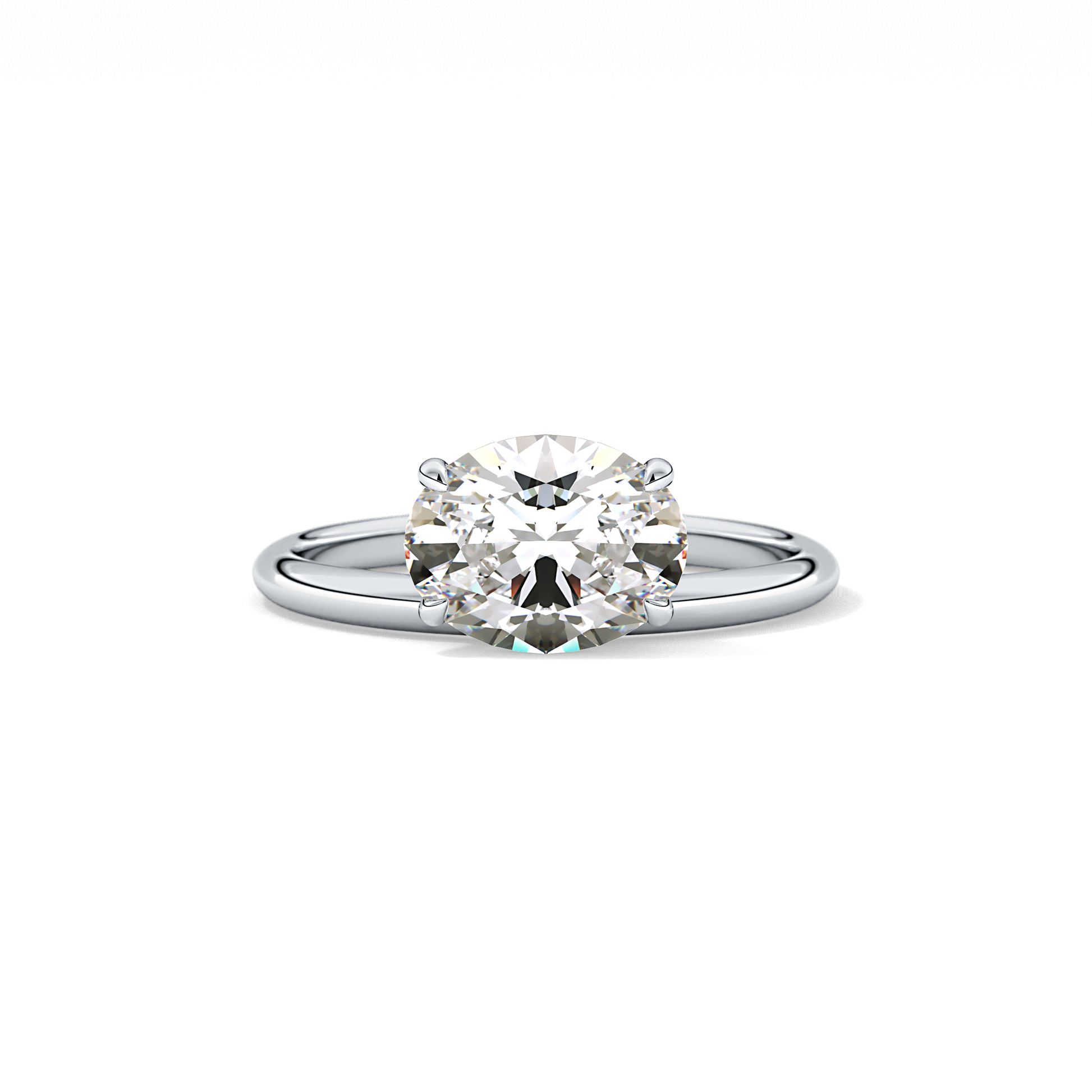 East West Oval Solitaire Lab Grown Diamond Engagement Ring