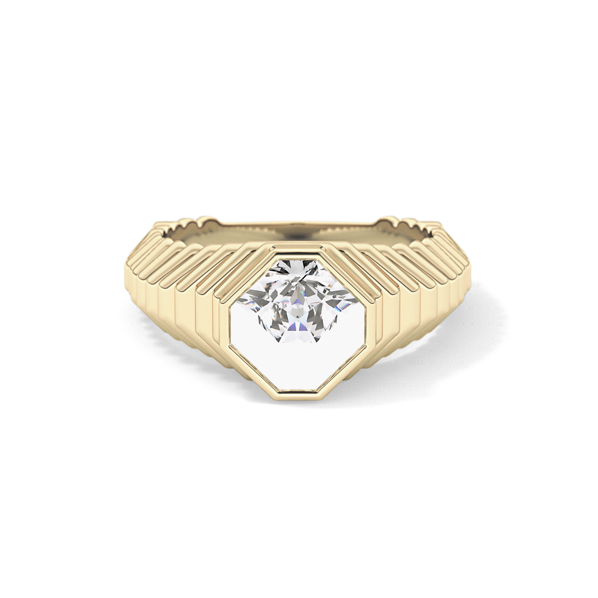 Asscher Bezel Lab Grown Diamond Engagement Ring