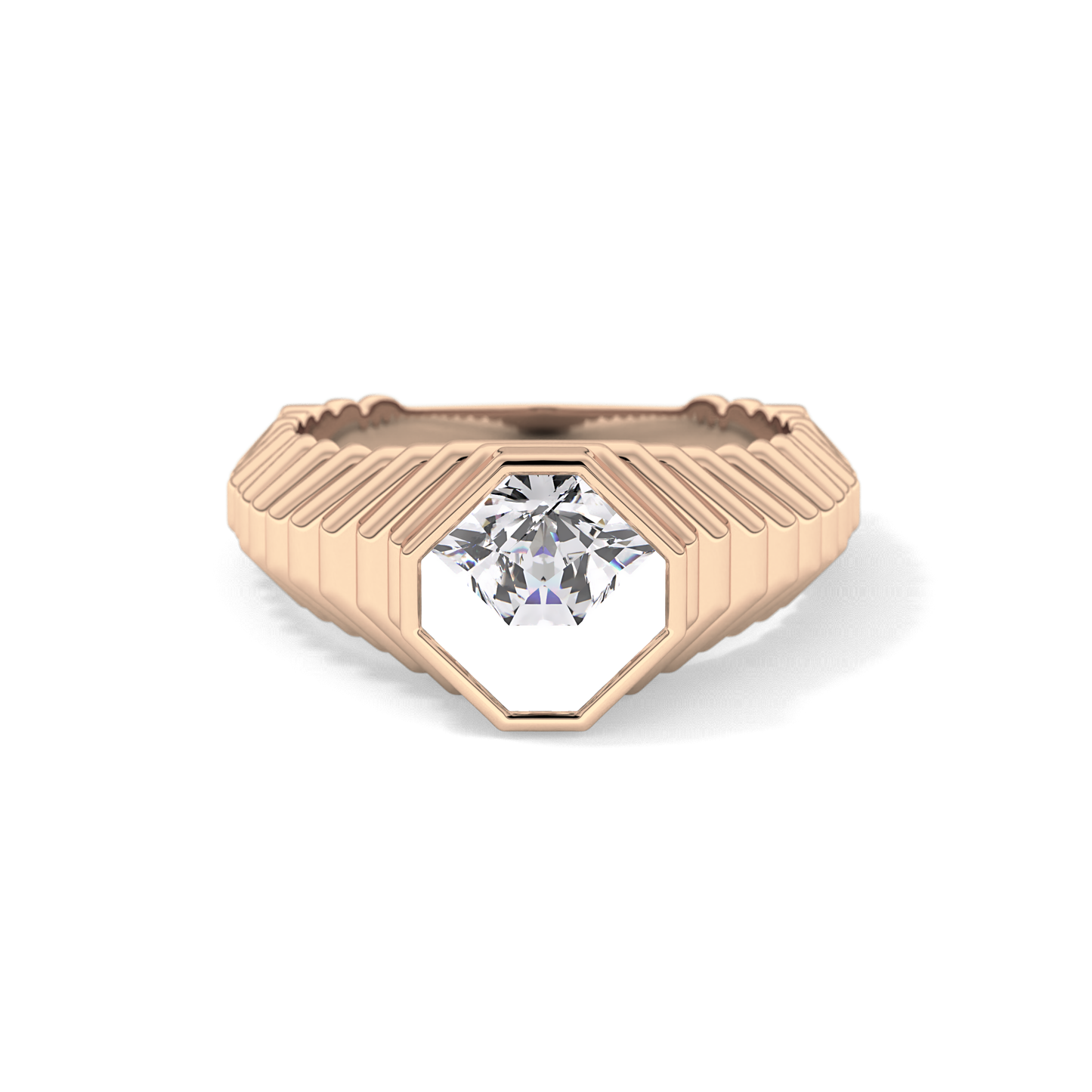 Asscher Bezel Lab Grown Diamond Engagement Ring