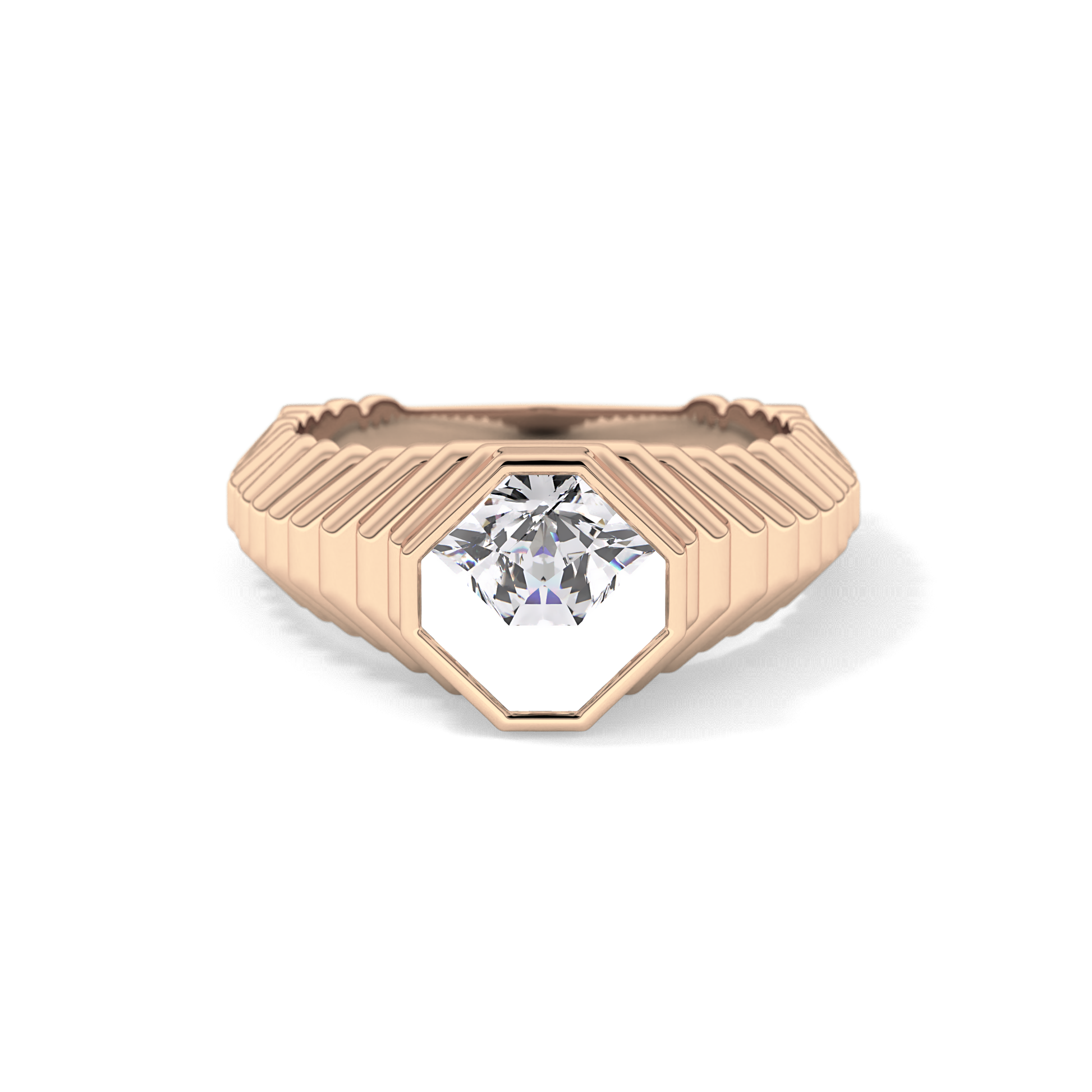 Asscher Bezel Lab Grown Diamond Engagement Ring