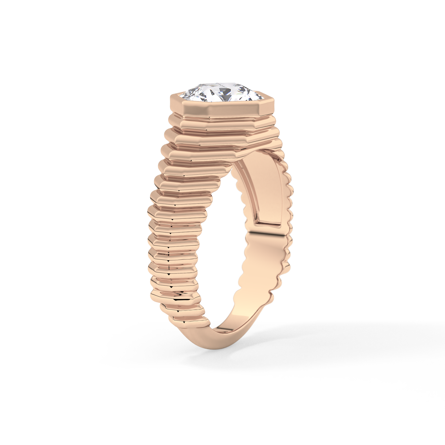 Asscher Bezel Lab Grown Diamond Engagement Ring