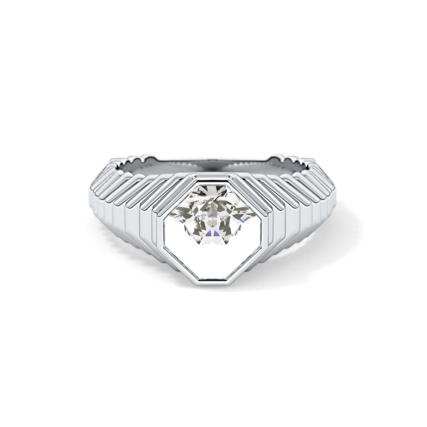 Asscher Bezel Lab Grown Diamond Engagement Ring