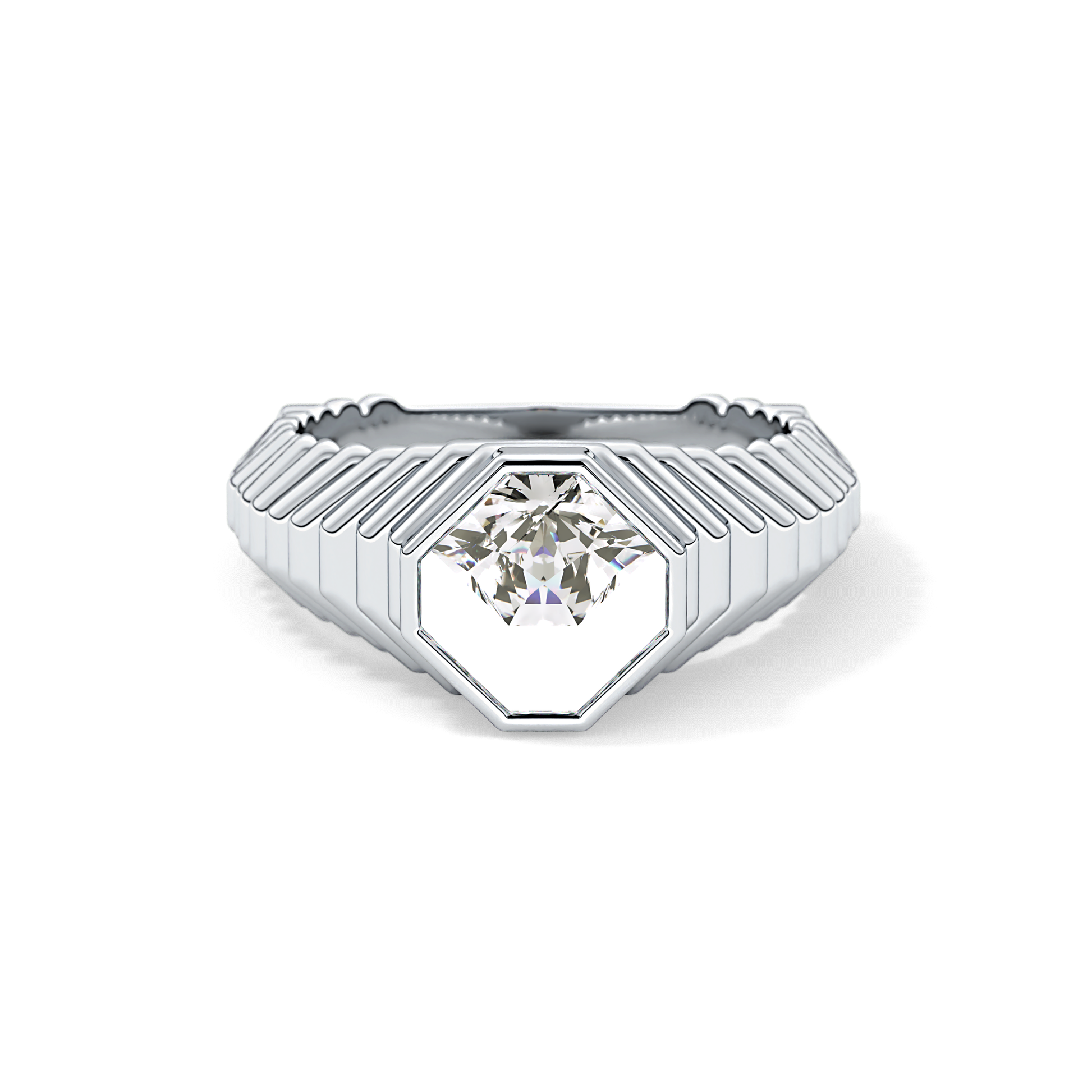 Asscher Bezel Lab Grown Diamond Engagement Ring