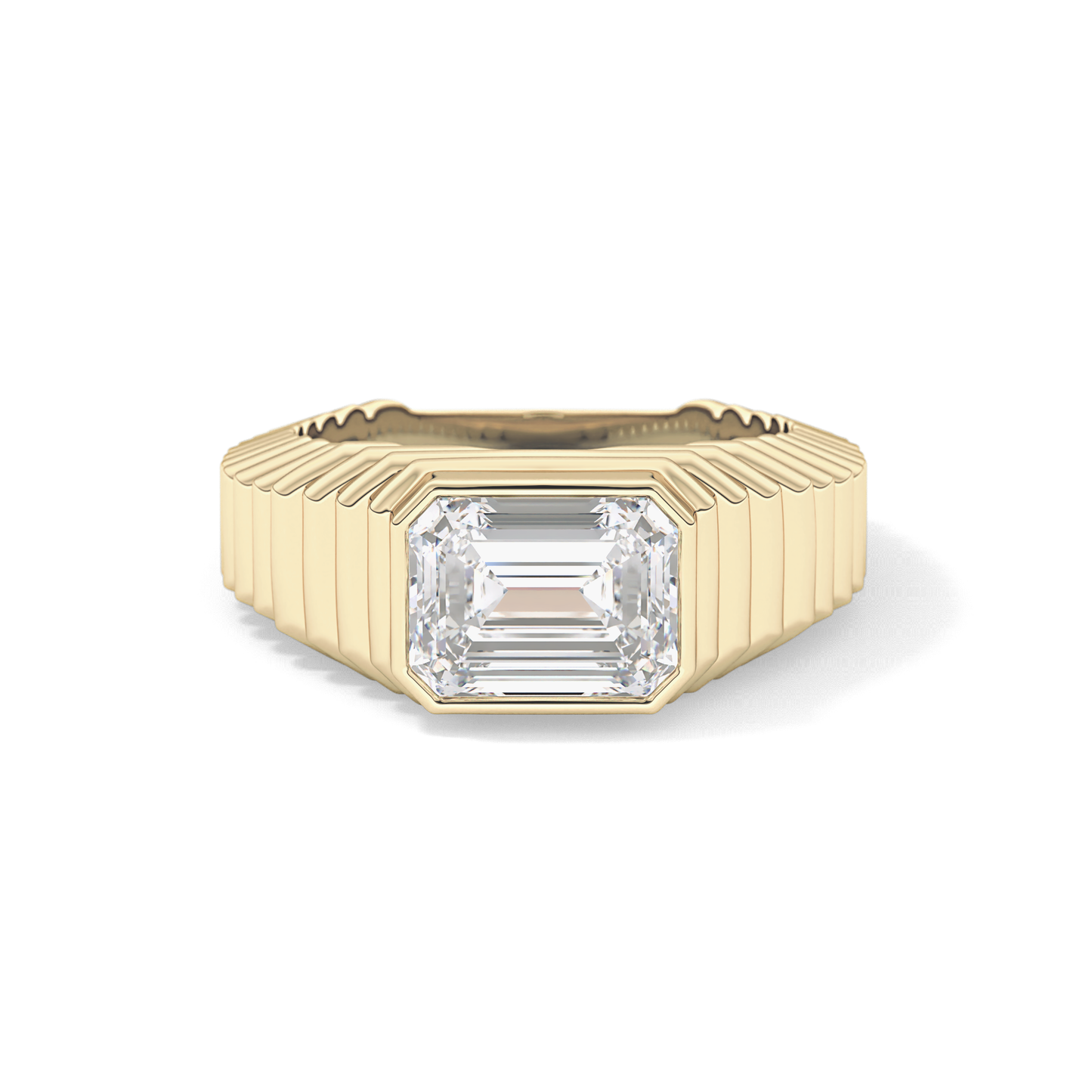 Emerald Bezel Lab Grown Diamond Engagement Ring