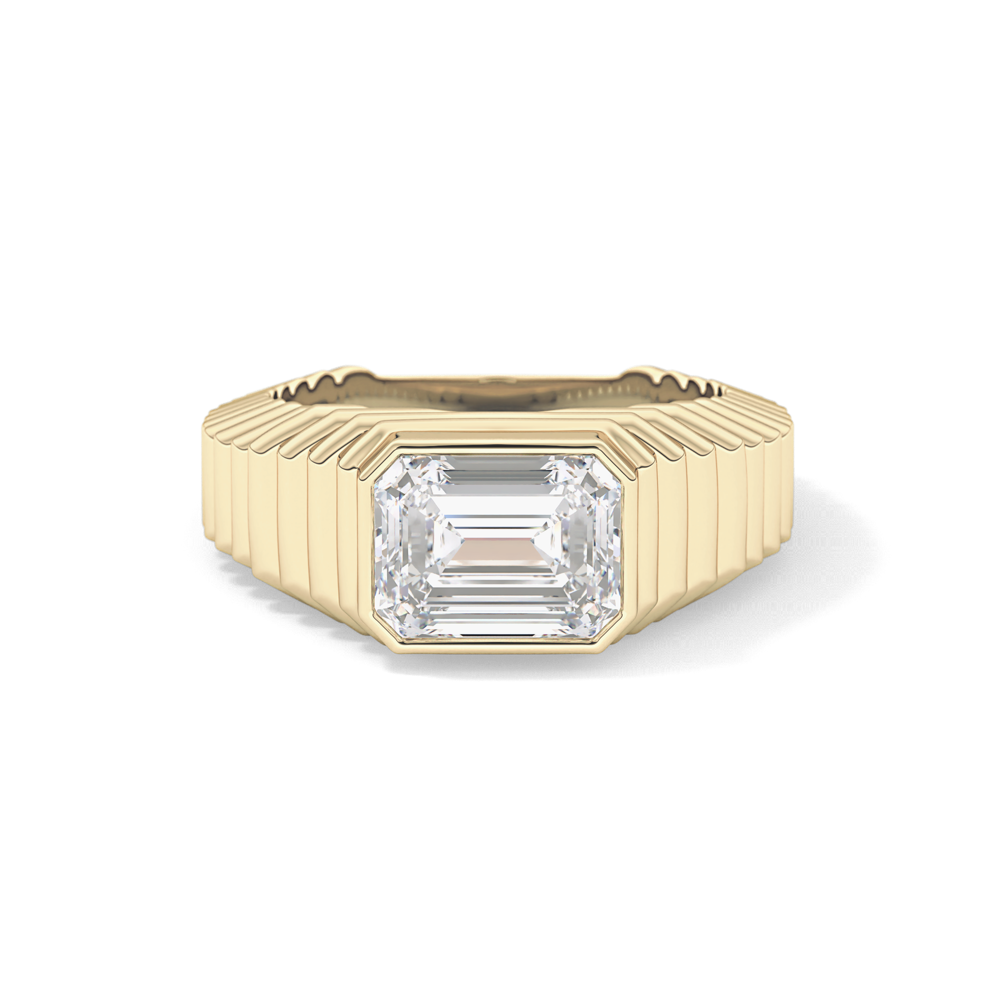 Emerald Bezel Lab Grown Diamond Engagement Ring