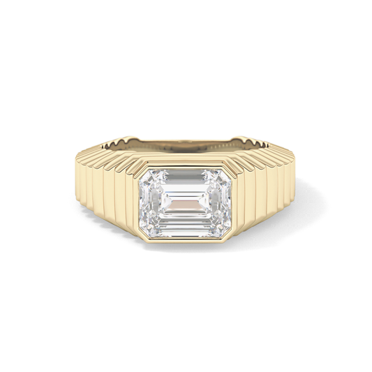 Emerald Bezel Lab Grown Diamond Engagement Ring