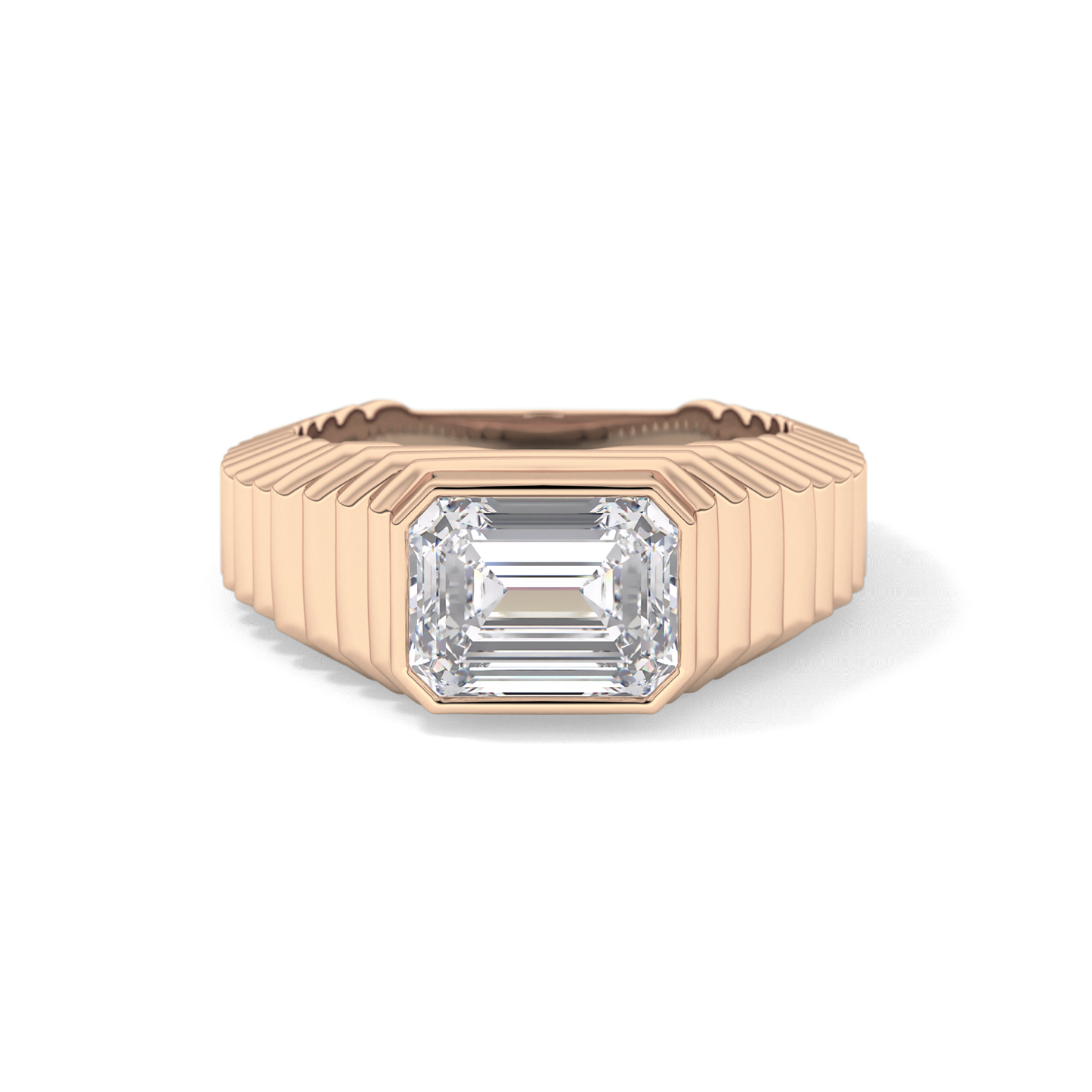 Emerald Bezel Lab Grown Diamond Engagement Ring