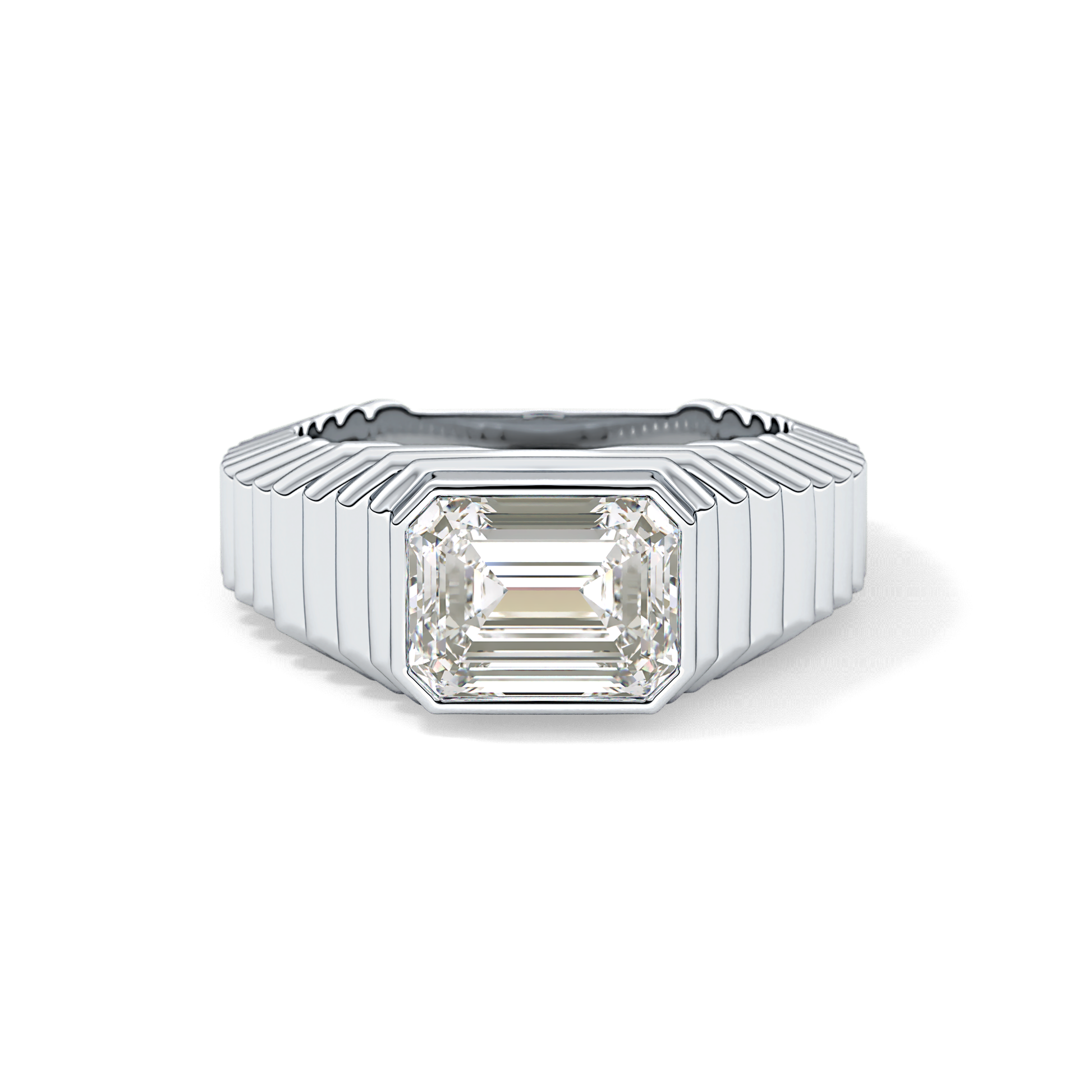 Emerald Bezel Lab Grown Diamond Engagement Ring