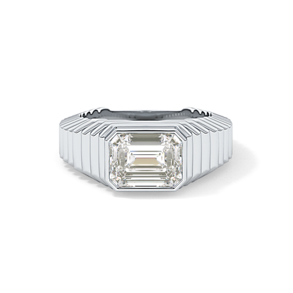 Emerald Bezel Lab Grown Diamond Engagement Ring