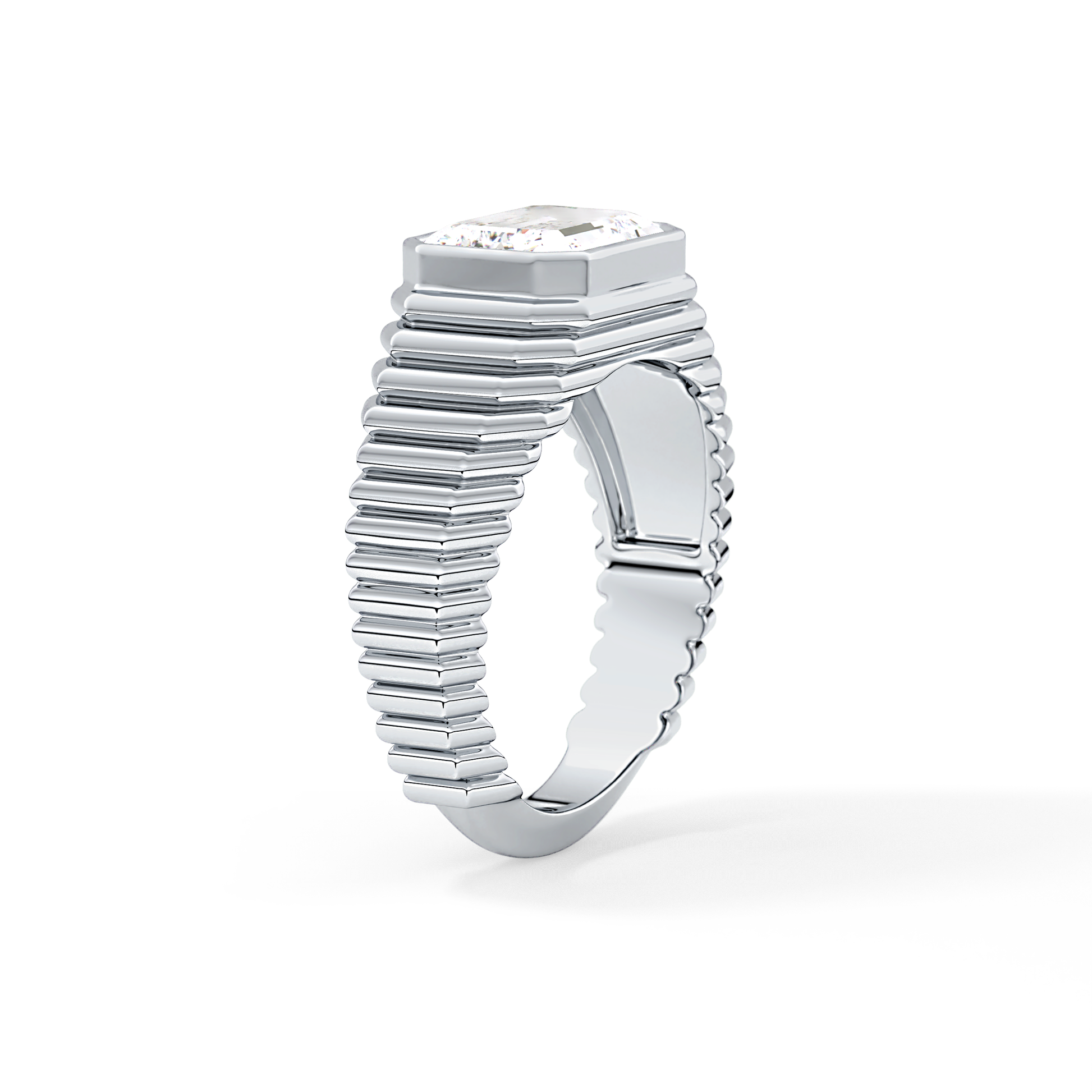 Emerald Bezel Lab Grown Diamond Engagement Ring