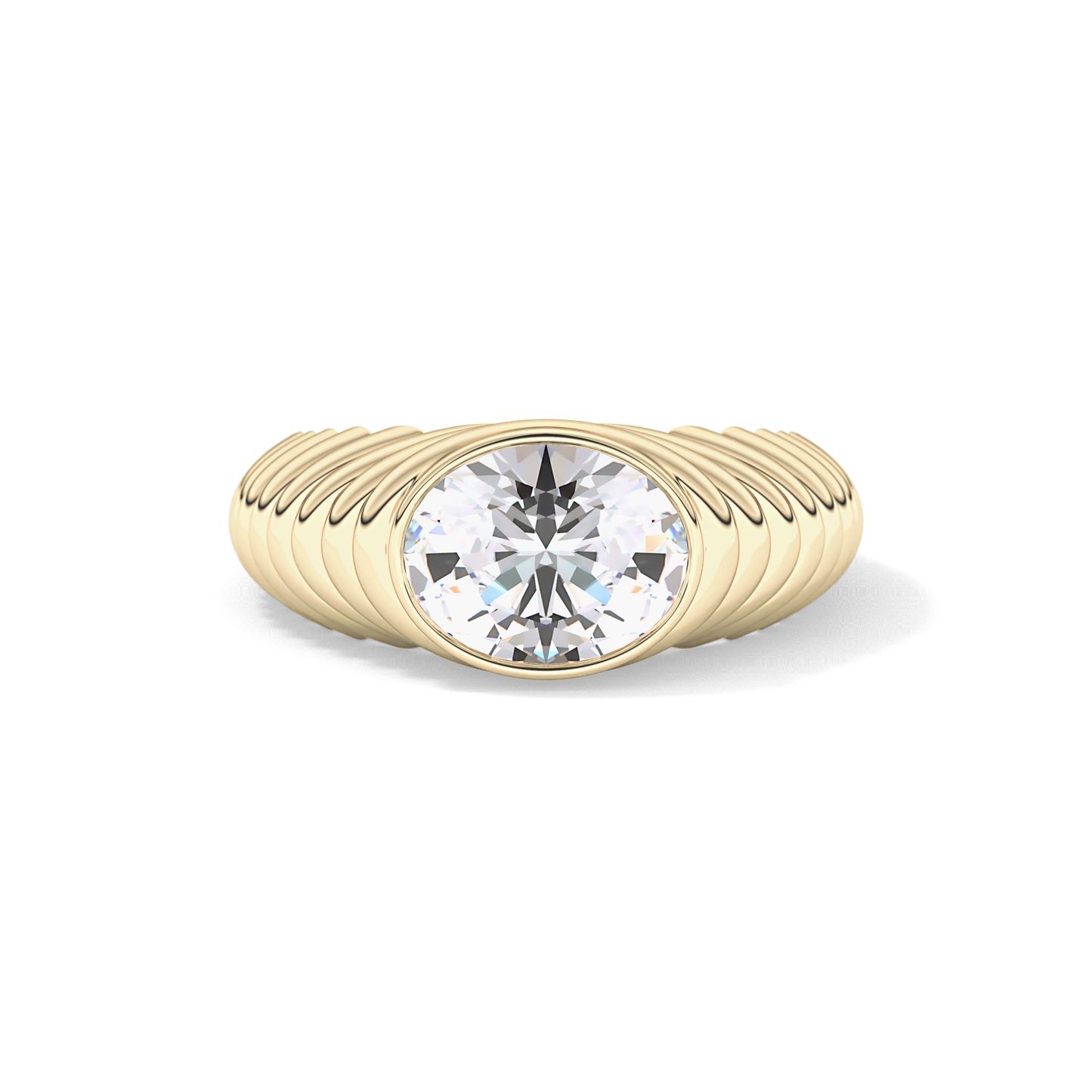Oval Bezel Lab Grown Diamond Engagement Ring