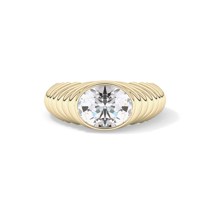 Oval Bezel Lab Grown Diamond Engagement Ring