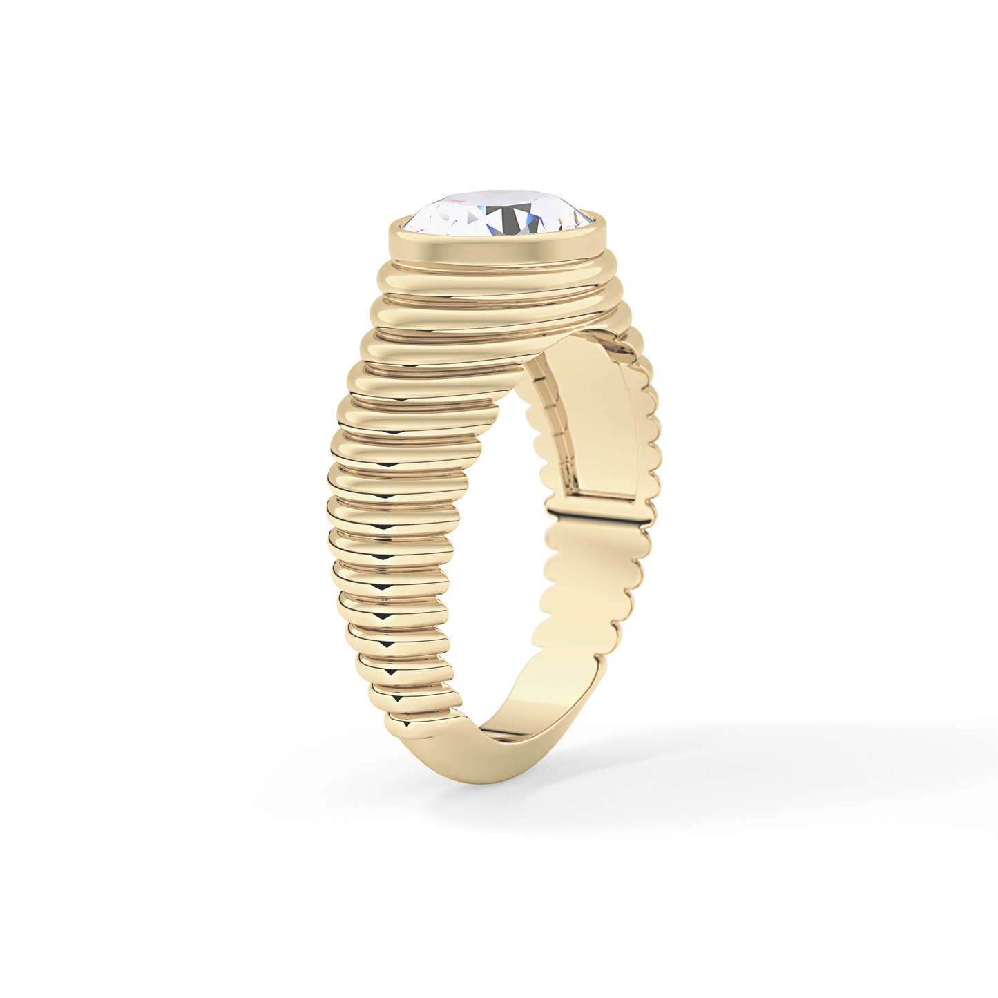 Oval Bezel Lab Grown Diamond Engagement Ring