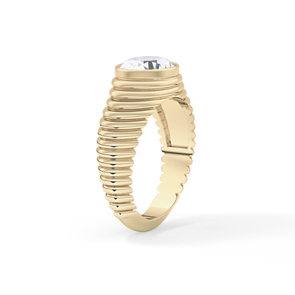 Oval Bezel Lab Grown Diamond Engagement Ring