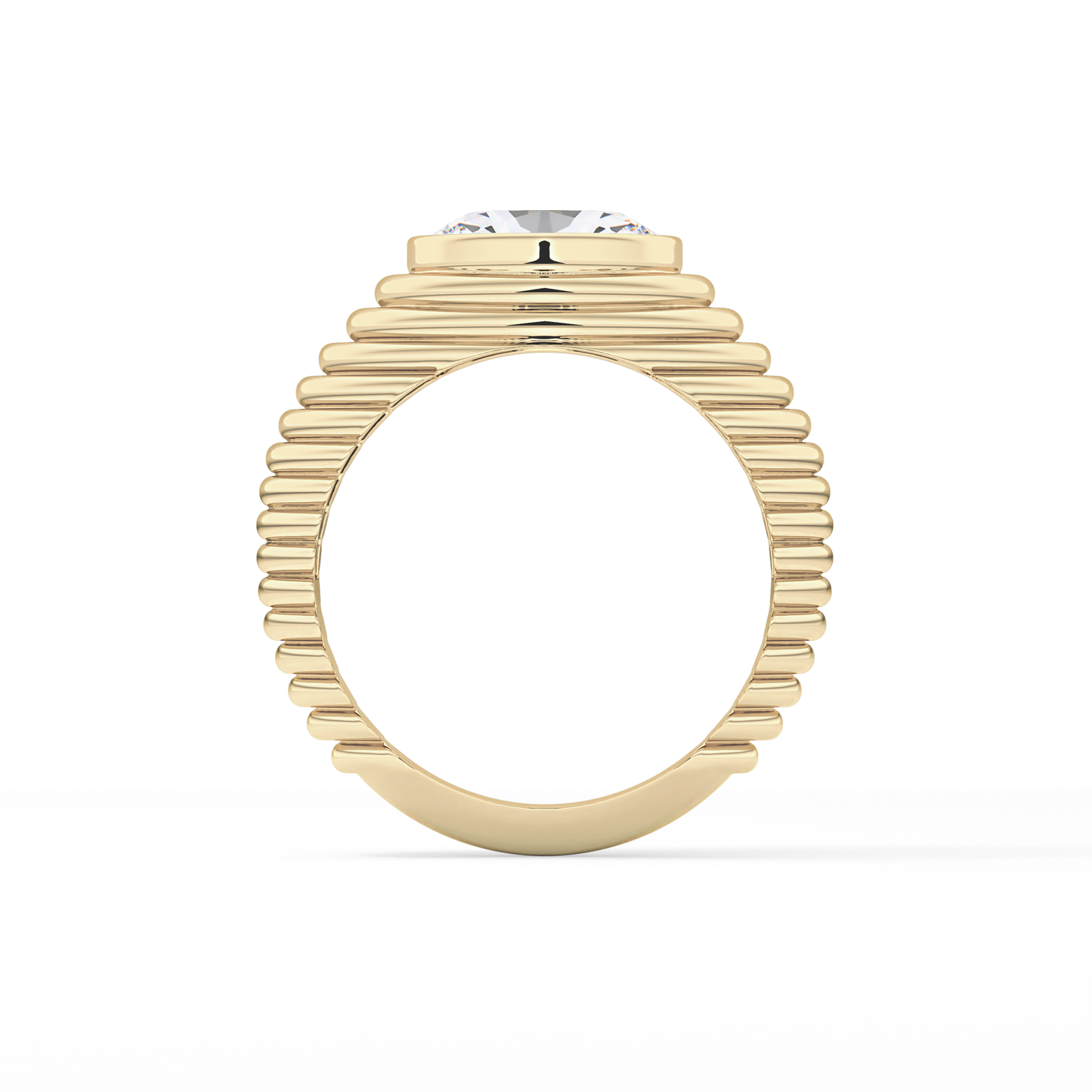 Oval Bezel Lab Grown Diamond Engagement Ring