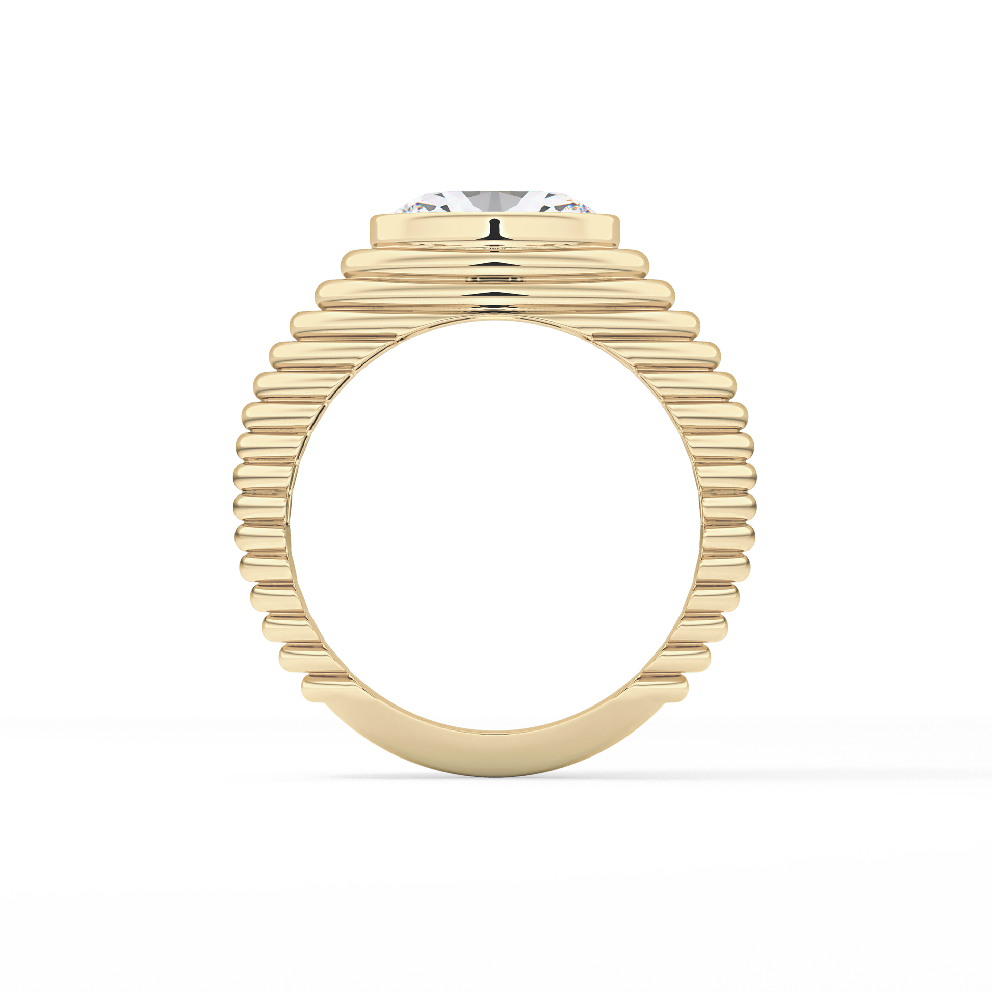Oval Bezel Lab Grown Diamond Engagement Ring