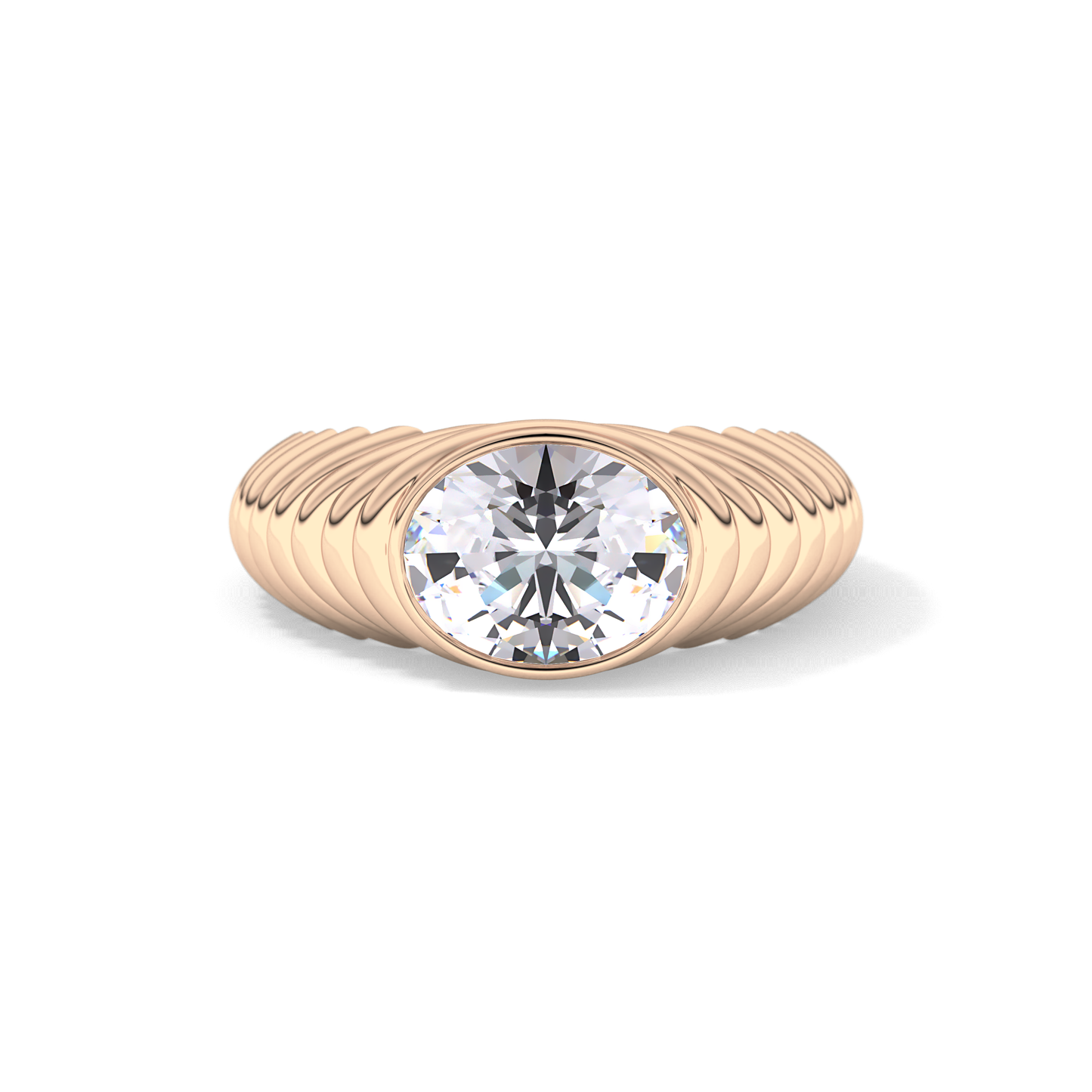 Oval Bezel Lab Grown Diamond Engagement Ring