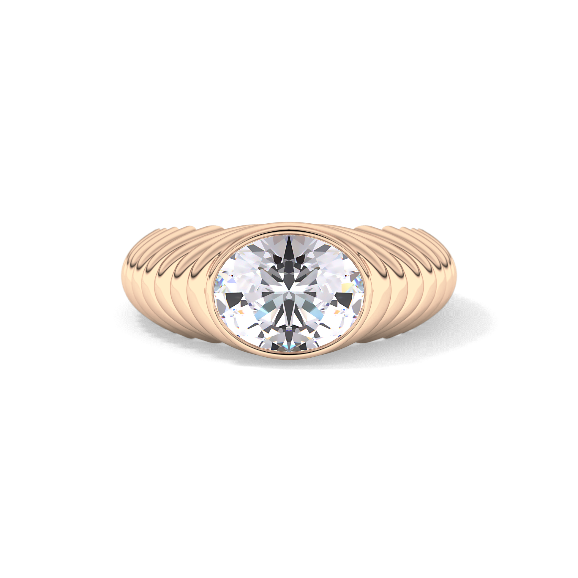 Oval Bezel Lab Grown Diamond Engagement Ring