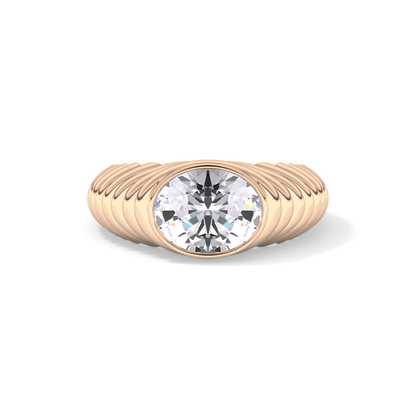 Oval Bezel Lab Grown Diamond Engagement Ring