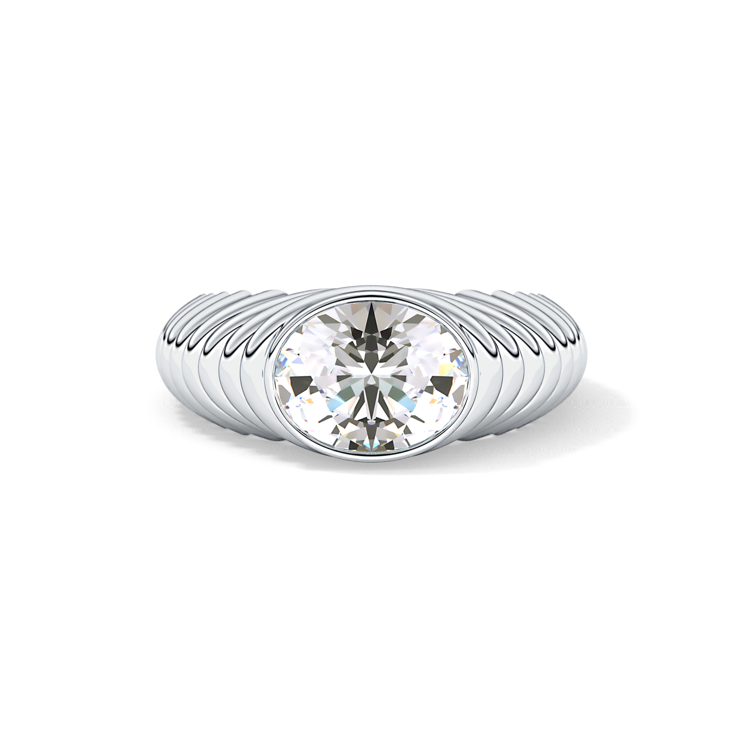 Oval Bezel Lab Grown Diamond Engagement Ring