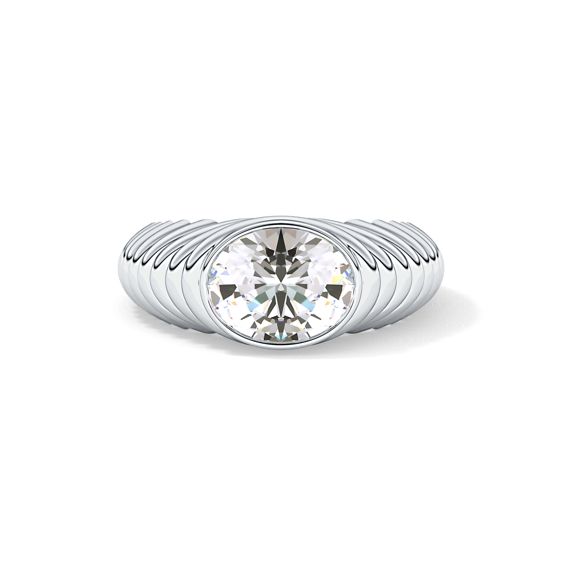 Oval Bezel Lab Grown Diamond Engagement Ring