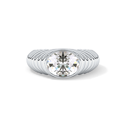 Oval Bezel Lab Grown Diamond Engagement Ring