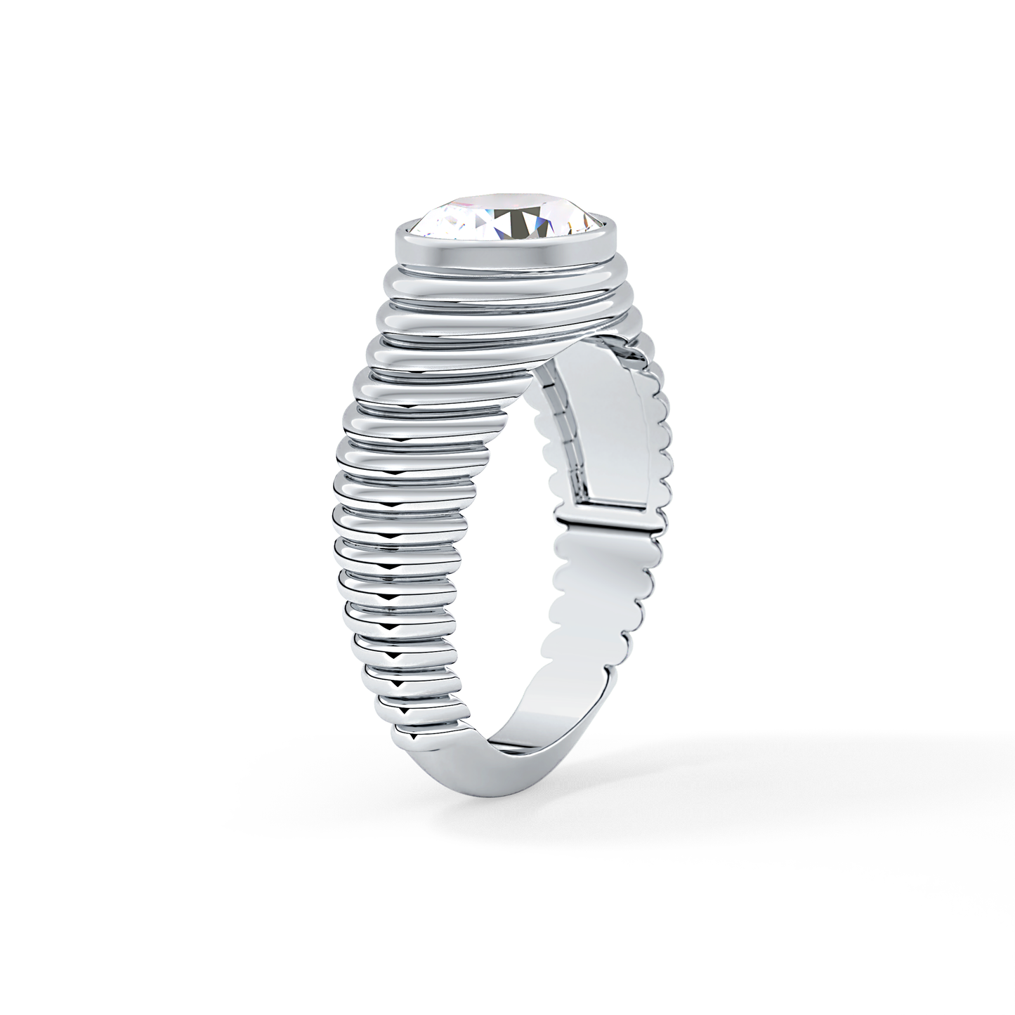 Oval Bezel Lab Grown Diamond Engagement Ring