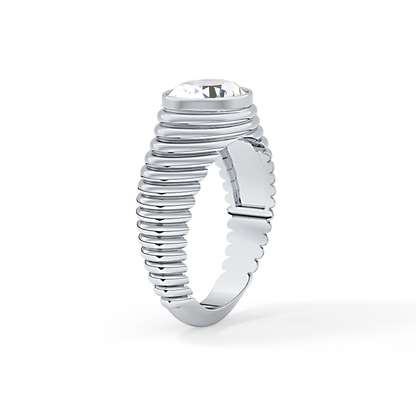 Oval Bezel Lab Grown Diamond Engagement Ring