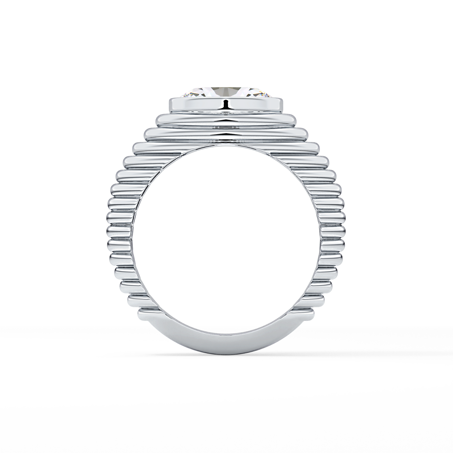 Oval Bezel Lab Grown Diamond Engagement Ring