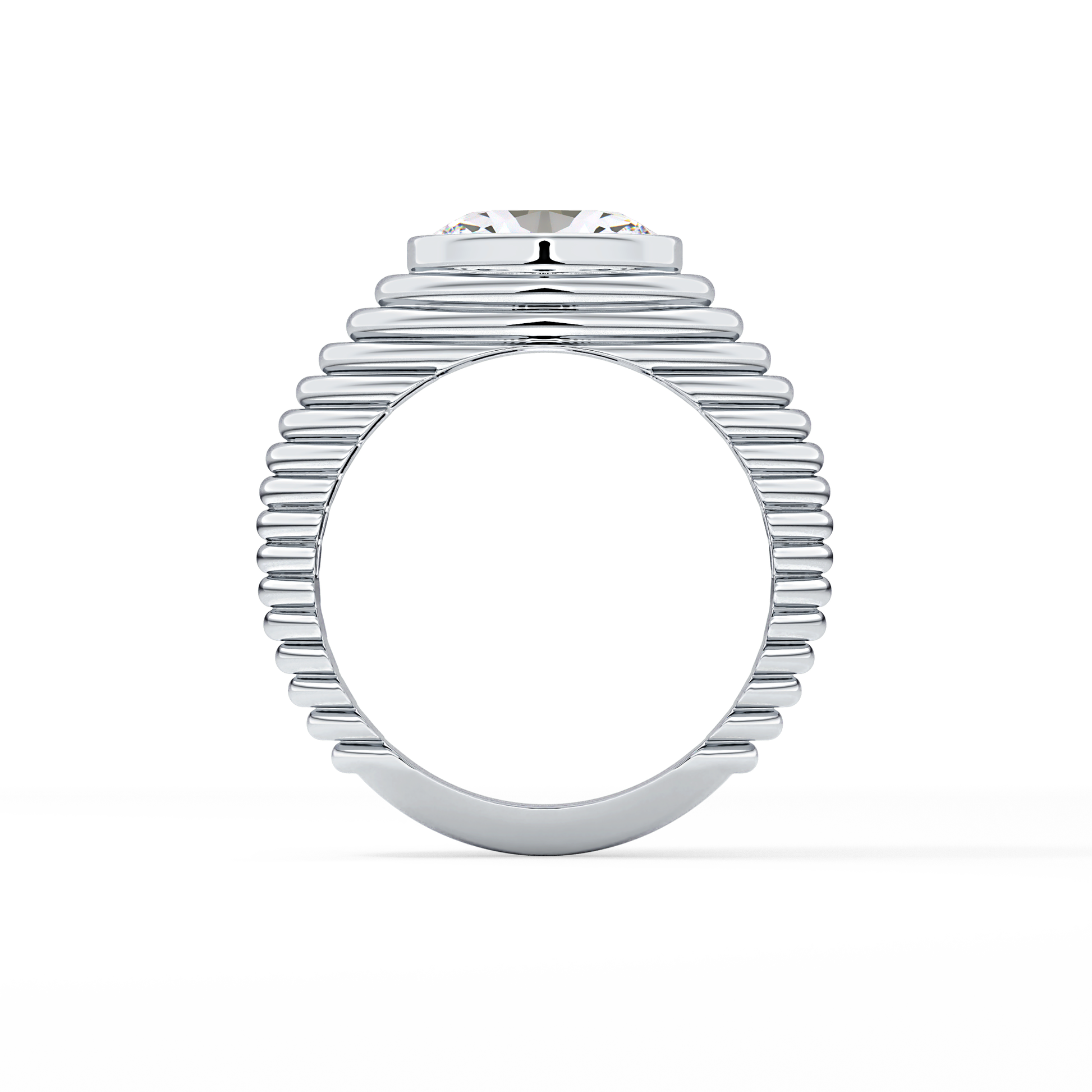 Oval Bezel Lab Grown Diamond Engagement Ring