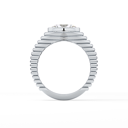 Oval Bezel Lab Grown Diamond Engagement Ring