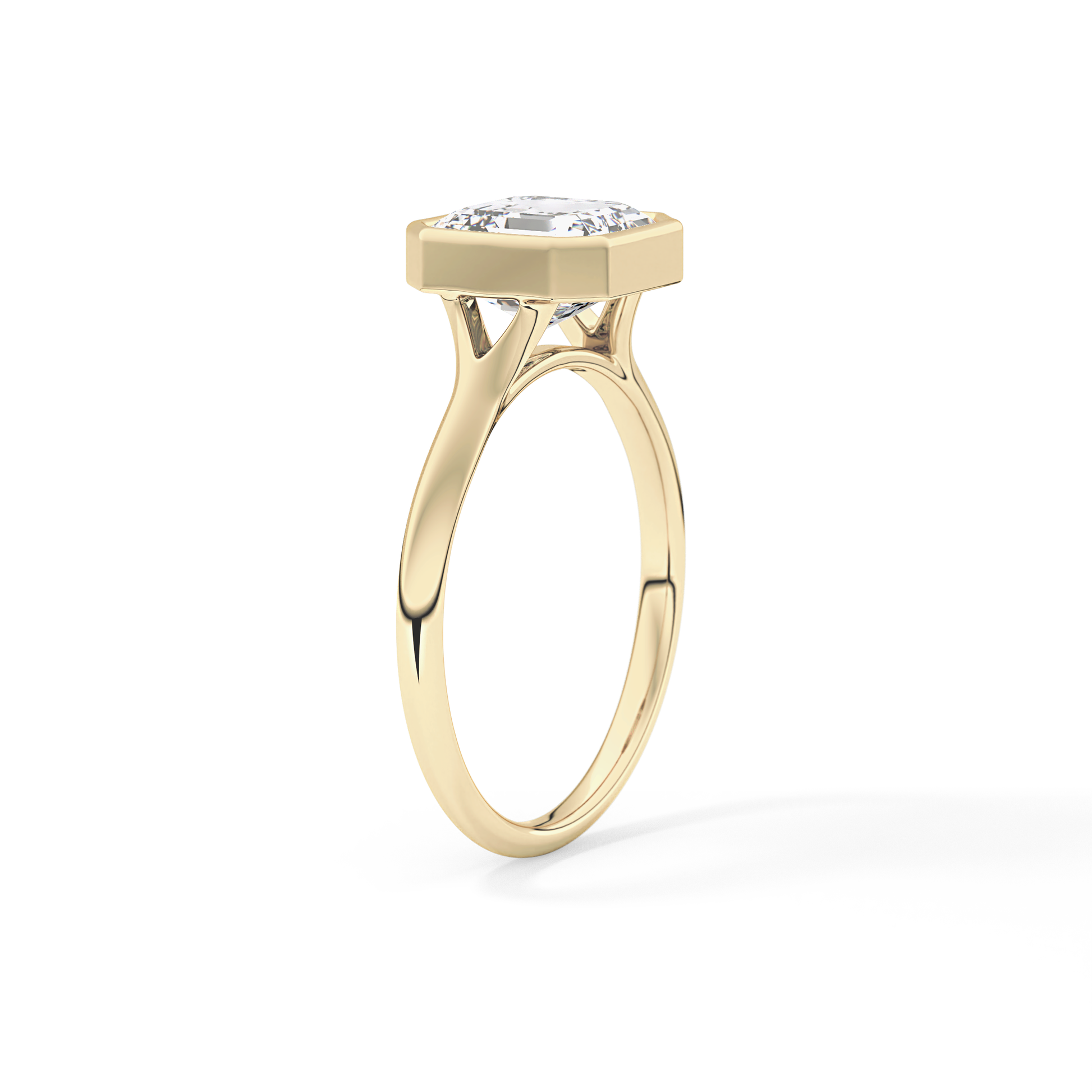 Asscher Bezel Lab Grown Diamond Engagement Ring