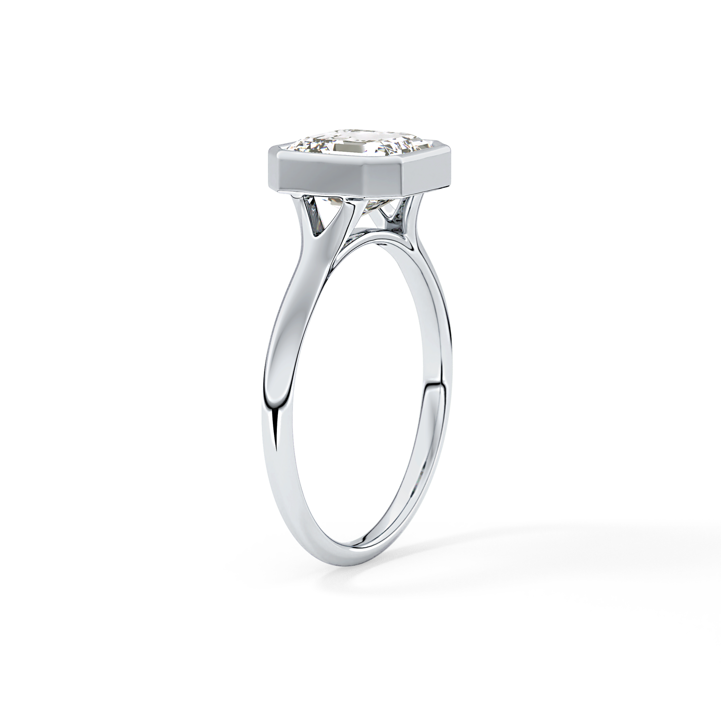 Asscher Bezel Lab Grown Diamond Engagement Ring