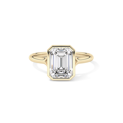 Emerald Bezel Lab Grown Diamond Engagement Ring