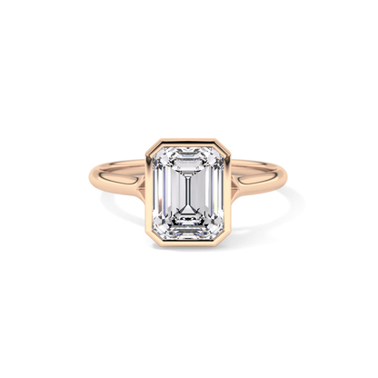Emerald Bezel Lab Grown Diamond Engagement Ring