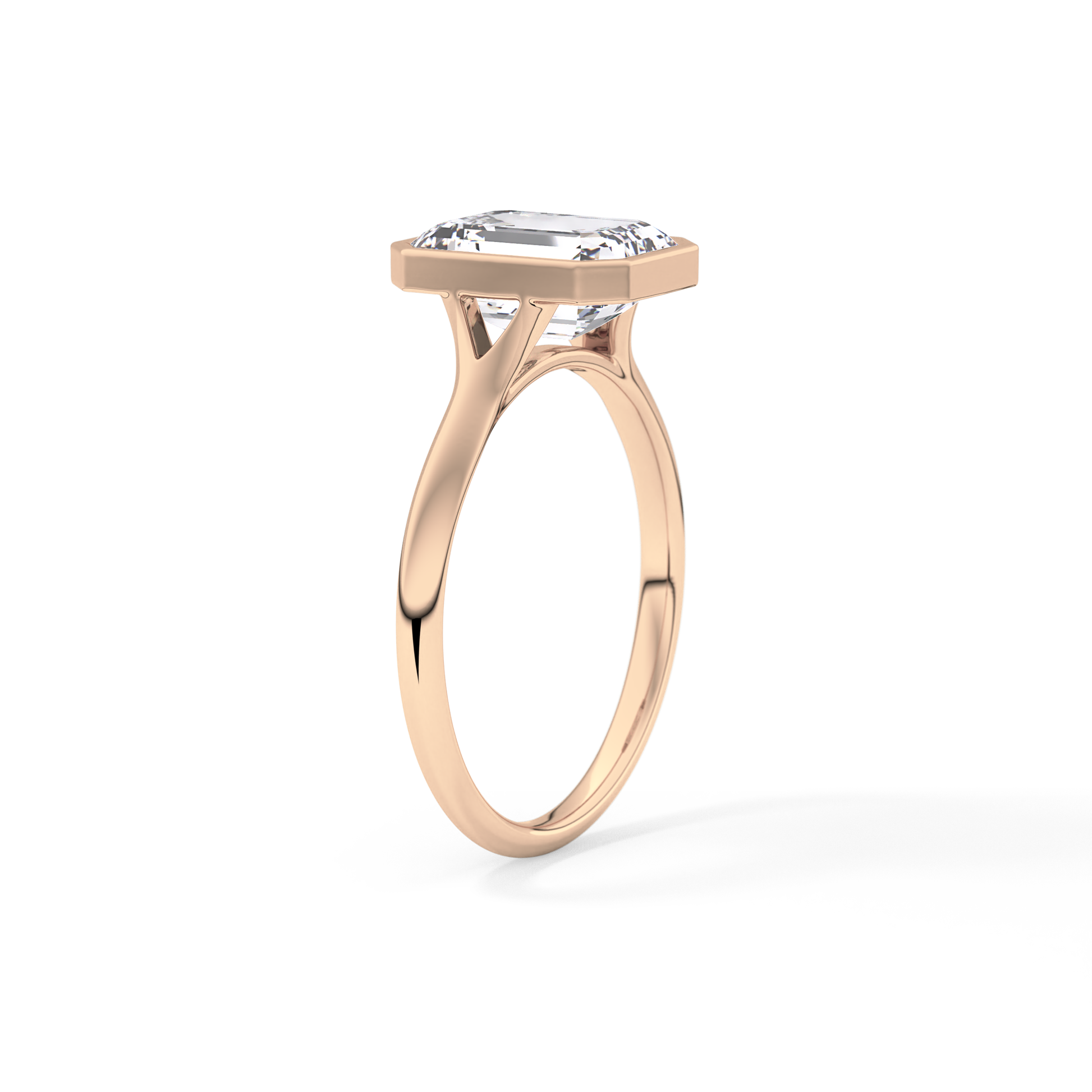 Emerald Bezel Lab Grown Diamond Engagement Ring